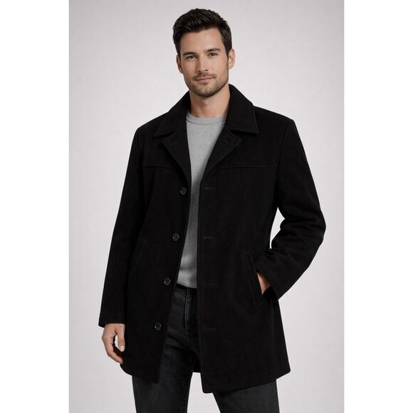 J.Crew Men's Black 100% Wool Thinsulate XL University jacket Trench Coat